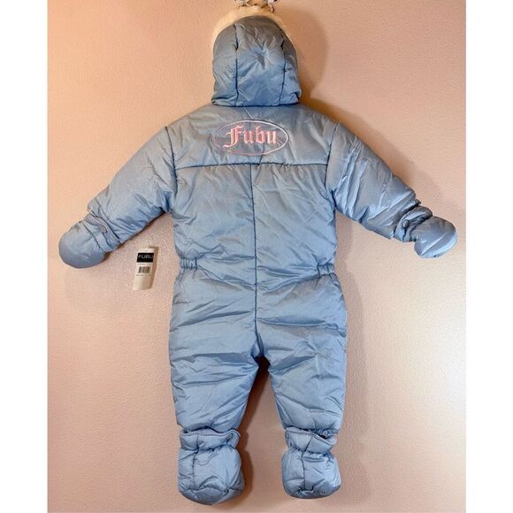 NWT Vintage FUBU The Collection Girls Hooded Snowsuit One Piece Baby 12 Months - Picture 5 of 11